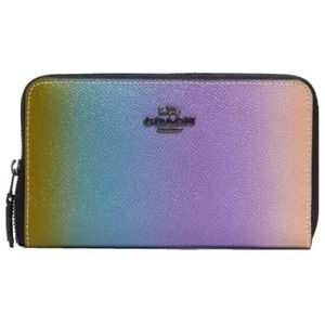 🌴 NEW Coach Rainbow Ombre Summer Leather Wallet